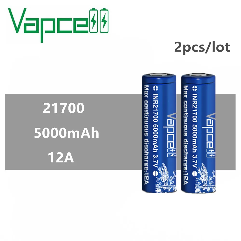 Оригинальный аккумулятор Vapcell 21700 5000 мАч 12 А 3 7 в литий-ионные аккумуляторы