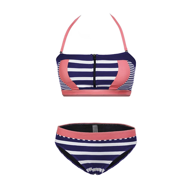 Бикини сексуальный купальник женский в полоску бюстье бикини купальный костюм