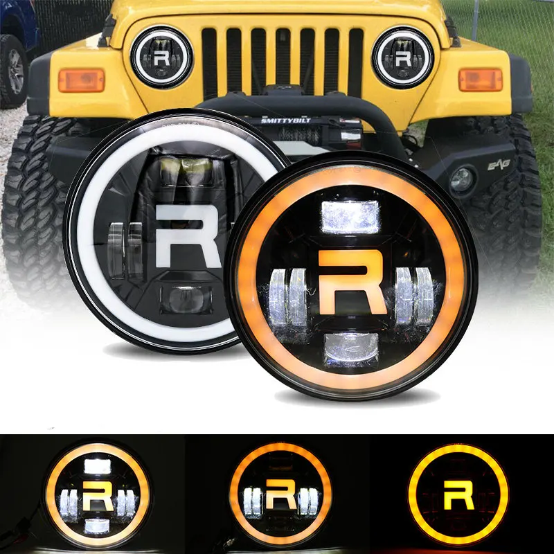 Для Nissan Patrol Y60 Hummer H1 &amp H2 Lada 4X4 7 дюймовый светодиодный фары DRL для Jeep Wrangler LJ