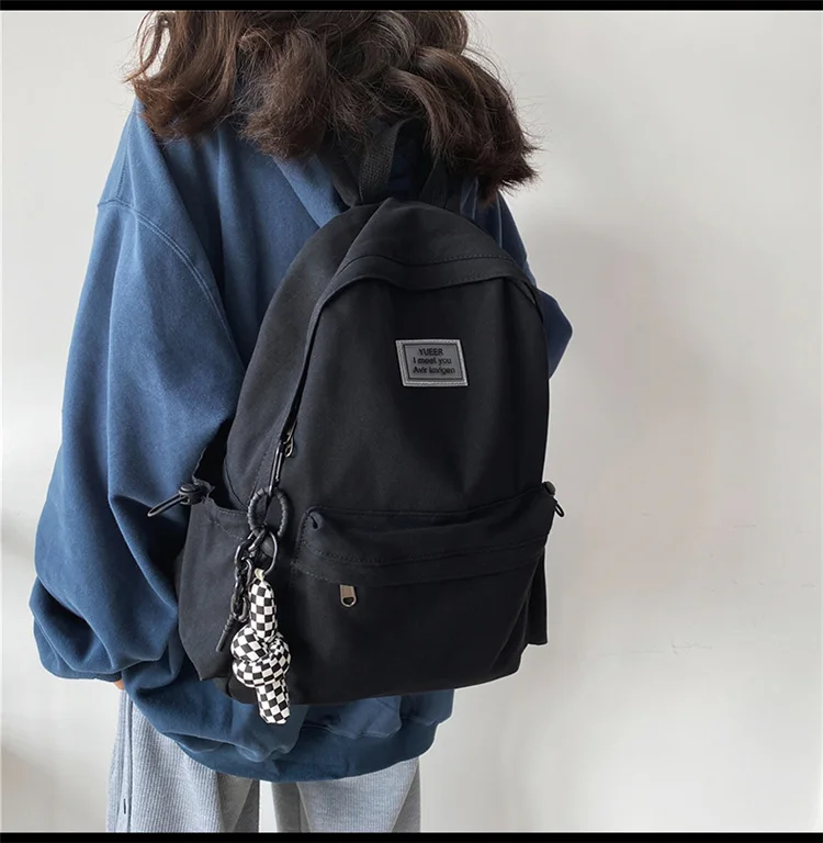 DCIMOR New Solid Color Women Backpack Trendy Girl Cute Travel Bag Teenager Fashion Schoolbag College High Quality Cotton Bookbag