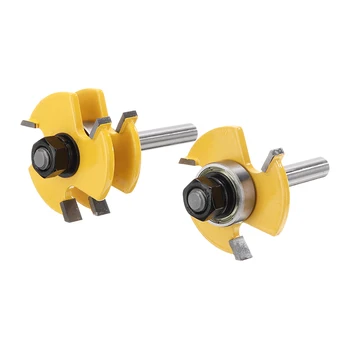 

2pcs 8mm Shank Tongue & Groove Router Bit T-type 3-tooth Mortise Cutter Set Woodwoorking Grove Tool Parts