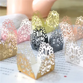 

China post Free shipping laser cut mini cupcake wrappers for wedding table centerpieces