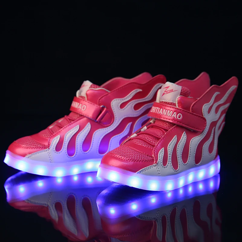 Светящиеся Крылья USB led обувь детская обувь для девочек Дети Мальчики светящиеся кроссовки с подсветкой освещение