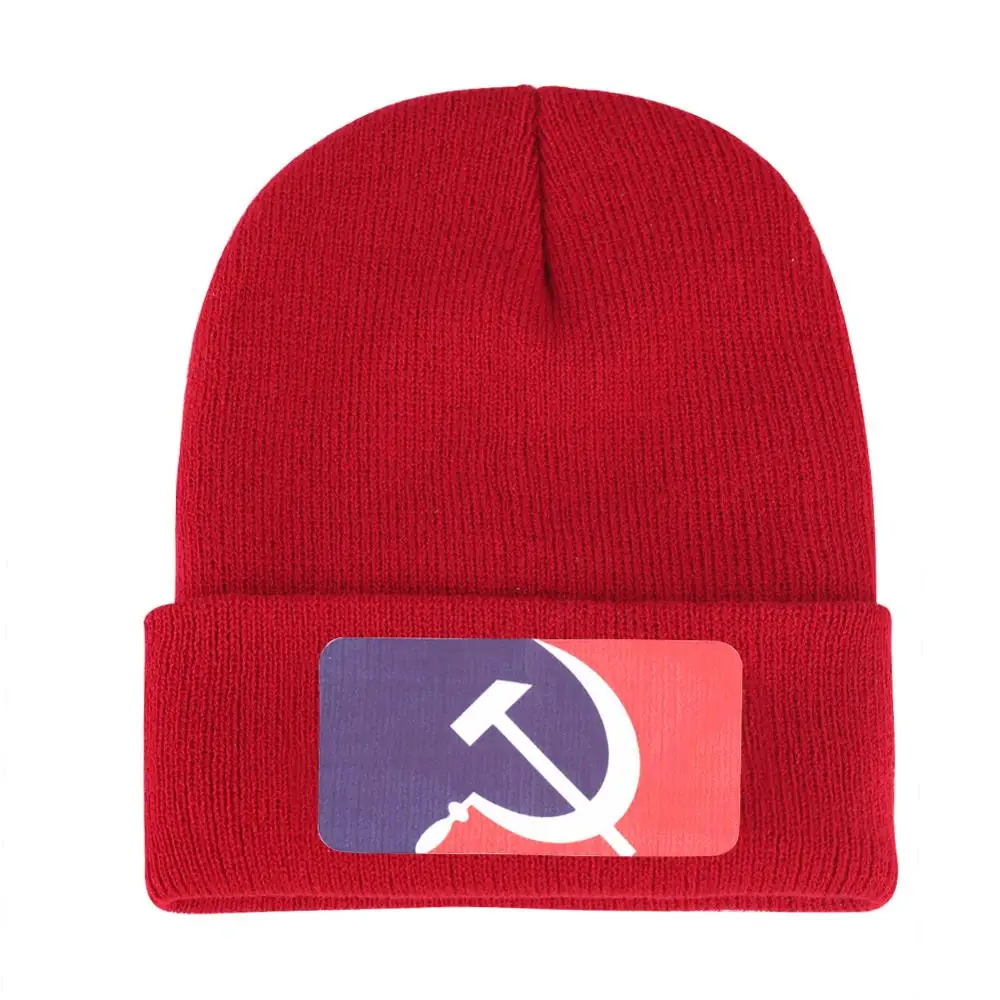 CCCP, Россия, шапка, Коммунистический флаг, Мужская шапочка, шапка с помпоном, Gorro, зимняя короткая шапка, s, черная, Skullies, вязаные шапки, шерсть, хлопок