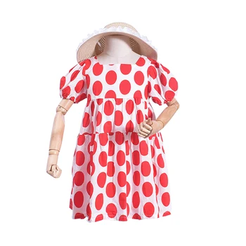 

red dot dress age for 2 - 8 years baby girls simple short sleeve summer dress princess costume Casual loose kids frocks children