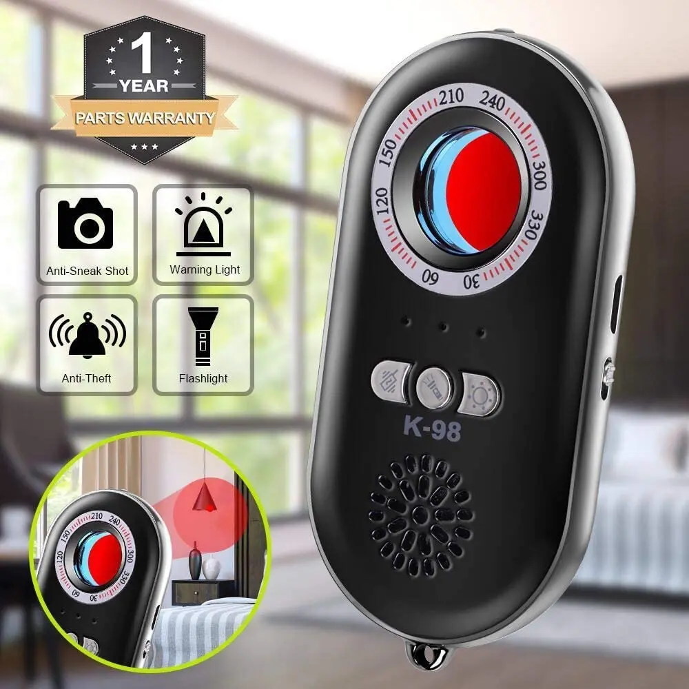 Funcionalidade com Mini Anti-spy Escondido Câmera Detector Infravermelho Portátil Safesound Alarme Pessoal 3-em-1 Defesa Lanterna Led