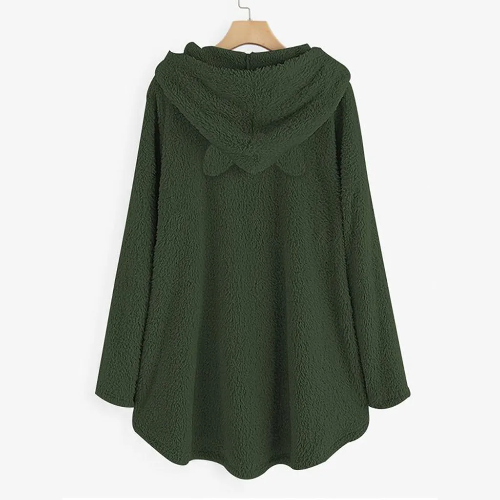 Bluza damsk, Рождественская одежда, толстовки для женщин, флис, вышивка, кошачьи ушки, размера плюс, больше размера, d, худи с карманом, moletom