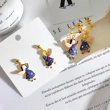 Корейский дизайн модные ювелирные изделия личности милый ангел асимметричные серьги металлические капли серьги для женщин подарок