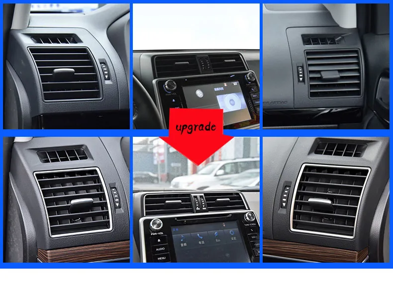 For Prado 150 7PCS Stainless Steel Interior Penals Outlets Cover Trims For Toyota Land cruiser prado FJ150 2018 2019 2020