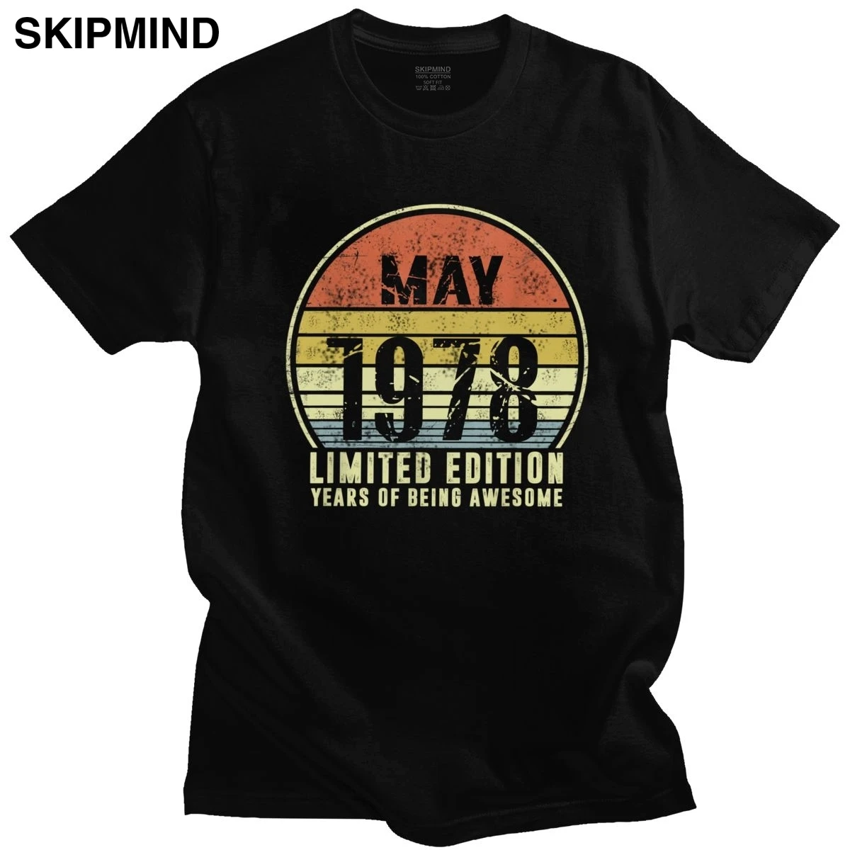 Unique Born May 1978 T-shirt for Men Short Sleeves 42 Years Of Being Awesome T Shirts Pure Cotton Tshirt Apparel Birthdday Tee | Мужская