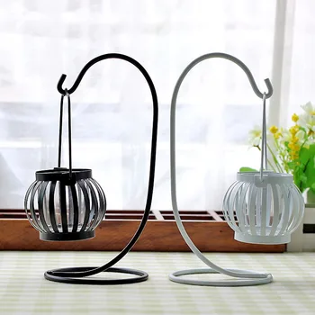 

Hollow Wrought Iron Candle Holder Outdoor Latern Pumpkin Candle Holder Vintage Dinner Table Porta Velas Home Decoration EB50ZT