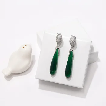 

Luxurious Fashion Ornate Retro Color Style Color Stone Crystal Drop Blue Flower Sparkle Earrings For Women