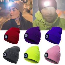 6 LED Light Hat Hands Free Flashlight LED Beanies Winter Warm Hat Keep In Knit Cap Outdoor For Climbing Electronic battery