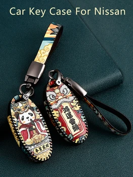 

Genuine Leather car key case For nissan juke qashqai j10 x-trail t31 murano versa rogue t32 Car Key Cover chain auto accessories