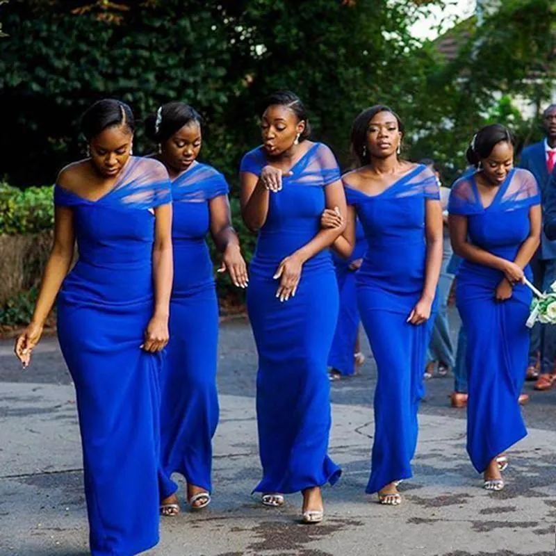 Royal Blue Plus Size Bridesmaid Dresses With One Shoulder Mermaid Maid Of Honor Gowns Custom Made Satin Wedding Guest Dress