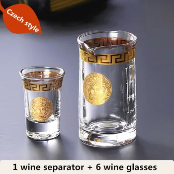 

Crystal Wine Glass Drinking Set 1 Wine Separator & 6 Pieces Wine Glasses Wedding Gifts European Style Eco-Friendly Bar Set