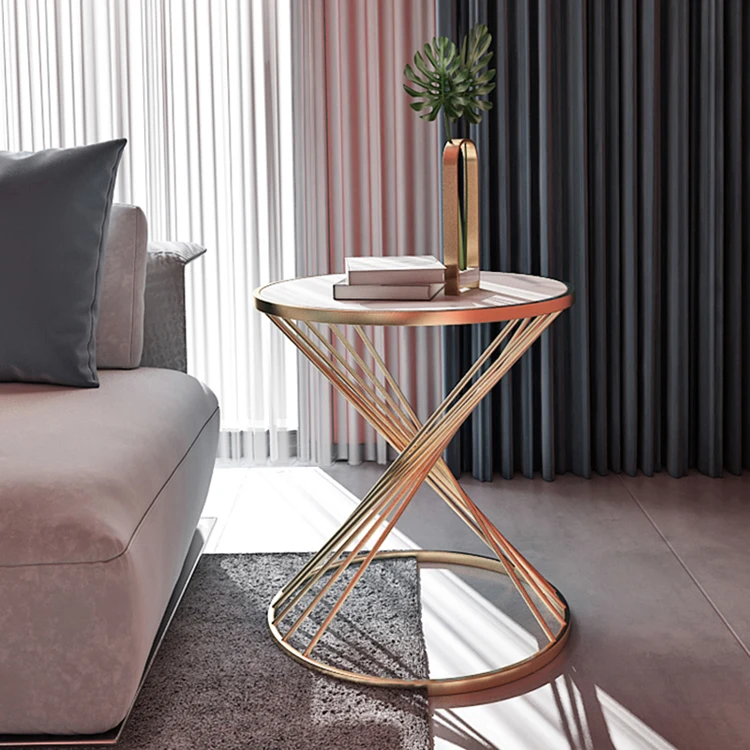Fashion design round small coffee table modern simple marble sofa side
bedside table luxury corner end table