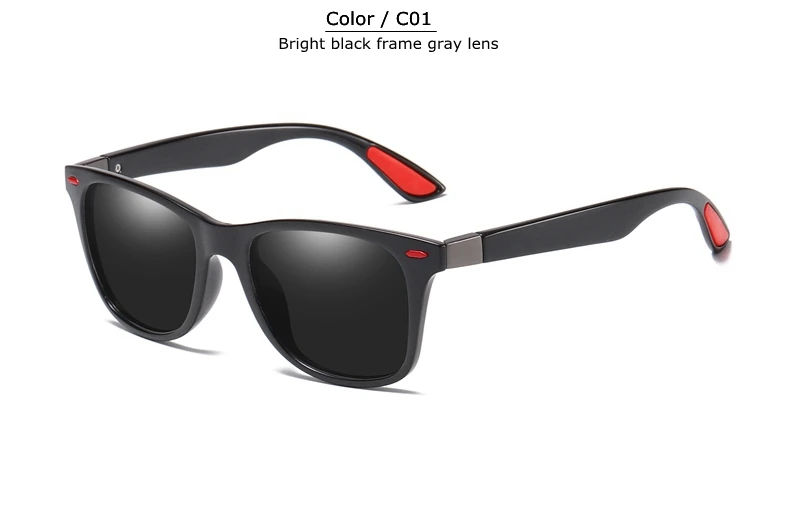 Мужские и женские солнцезащитные очки TUZENGYONG, винтажные поляризационные очки с прямоугольной оправой на заклепках, очки для водителей со степенью защиты UV400 - Цвет линз: T2141C1 Bright black