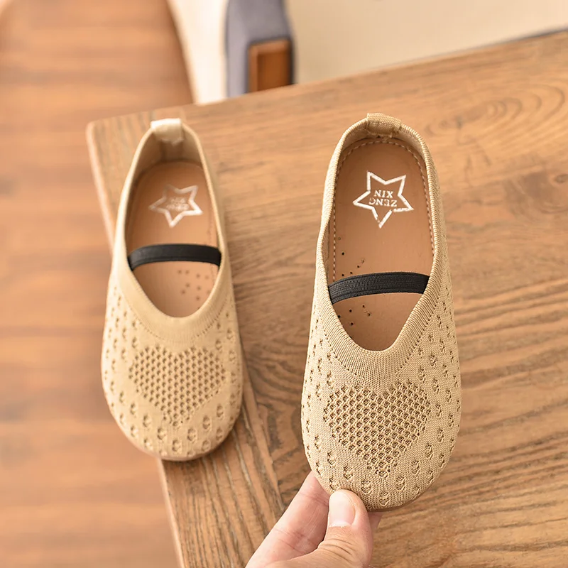 Spring Autumn Children Shoes Girls Princess Shoes with Bowknot Breathable Mesh Loafers Kids Canvas Shoe SM052