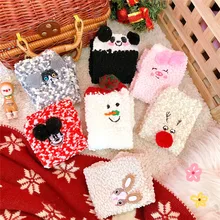 1 пара, Лидер продаж, женские зимние утепленные носки с вышивкой, каваи, рождественские животные, женские хлопковые плюшевые носки с милым Кроликом, носки с расцветкой «панда»