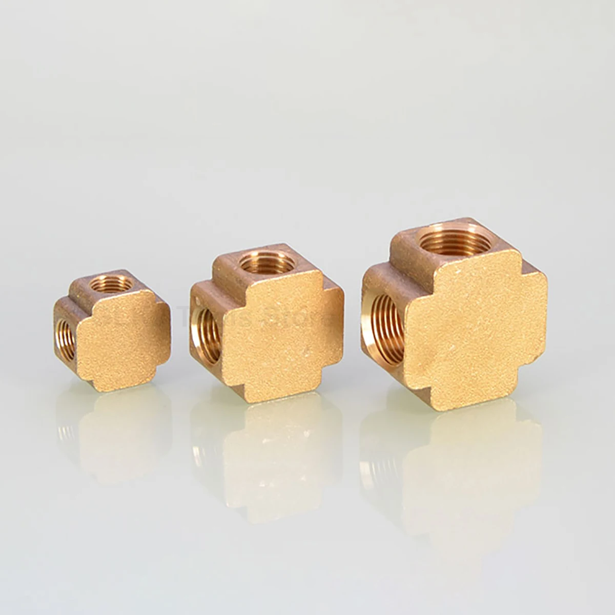 

1/8" 1/4" 3/8" BSP Female Thread Square Script 4 Ways Equal Connector Brass Pipe fittings For Grease System hydraulic system