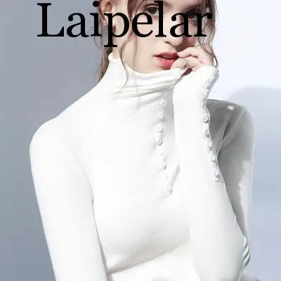 Laipelar, новинка, Женский Топ, марля, длинный рукав, водолазка, футболка, универсальная, черная, белая, зеленая, коричневая, футболка для женщин