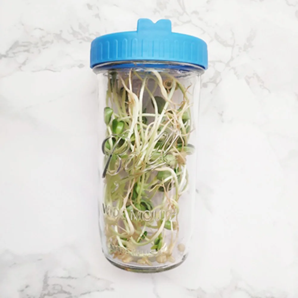 1PC Food Bottle Grade Mesh Sprout Cover Kit Seed Crop Germination Strainer Silicone Sealing Ring Lid Mason Jar Germination
