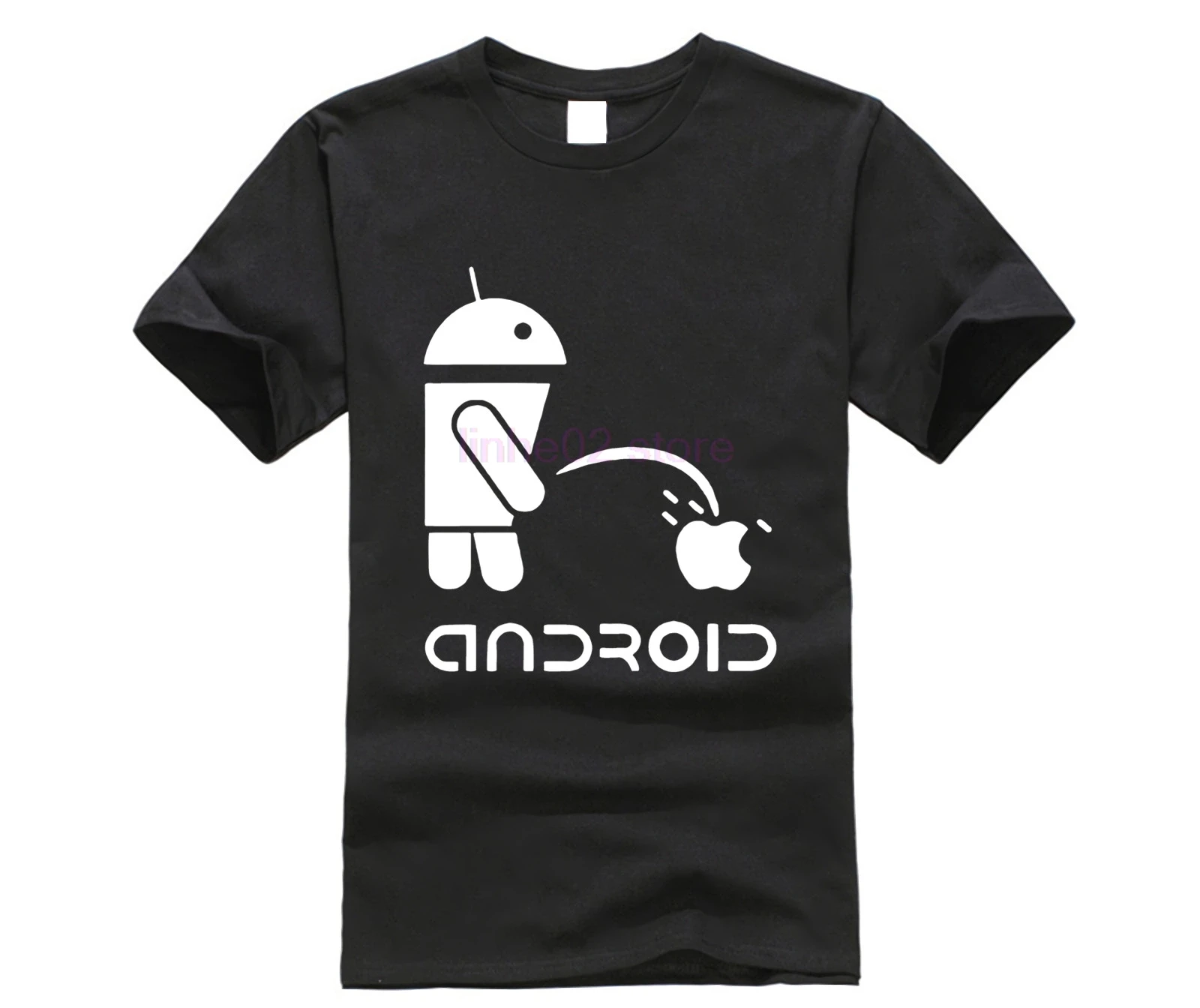 Fashion Men T Shirts Android Robot Male t-shirt apple humor logo printed funny t shirt short sleeve Camiseta Masculino tees | Мужская