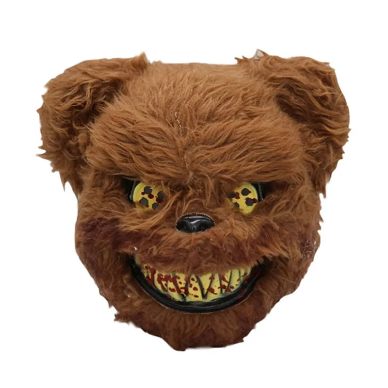 Новогодняя маска на Хеллоуин представление кровавый реквизит убийца Кролик маска медведь Маскарад страшные плюшевые маски ужасная маска вечерние Косплей - Цвет: Bear