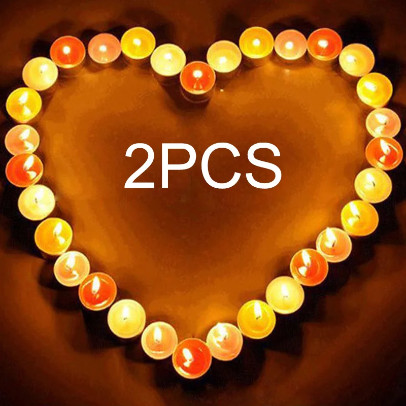 2PCS Smoke-free heart-shaped scented Candle Birthday Proposal White round tea-cooking candle | Дом и сад