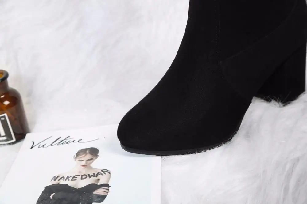 Новое поступление nueva moda salvaje de encaje Sobre las botas de la rodilla con botas de gamuza botas de mujer de gran tamamino