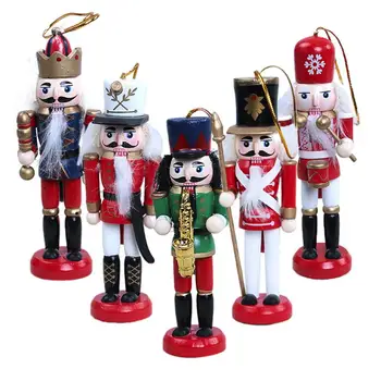 

Decoration Houten Home Decor Cartoon Nutcracker Puppet Puppet Pendant 5pcs Celebration Party Supplies Kids Gift Toy