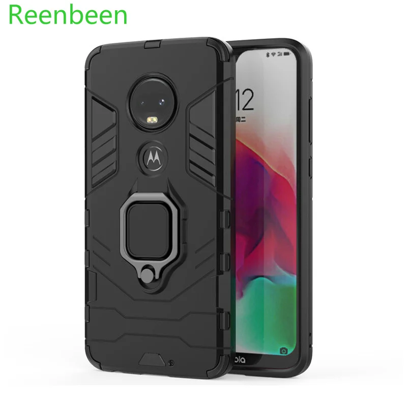For Motorola Moto G7 Plus Case Shockproof Armor Magnetic Ring Stand Holder Cover for Power Play TPU+PC |