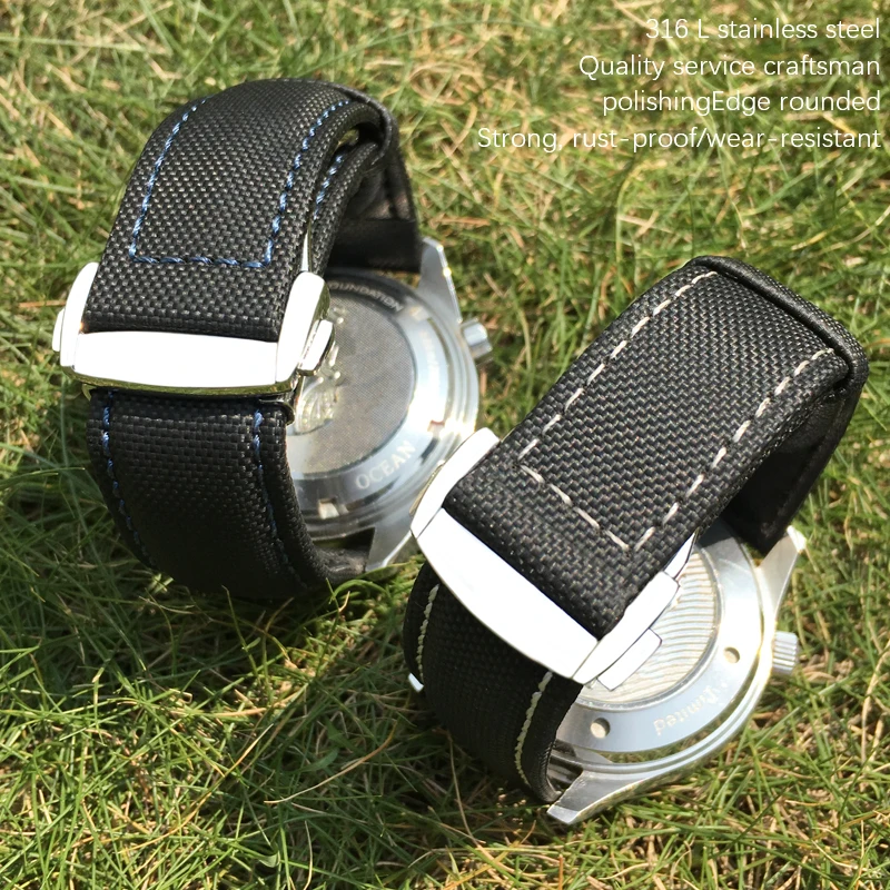 Ремешок из нейлона и кожи для наручных часов модный спортивный браслет Submariner Omega