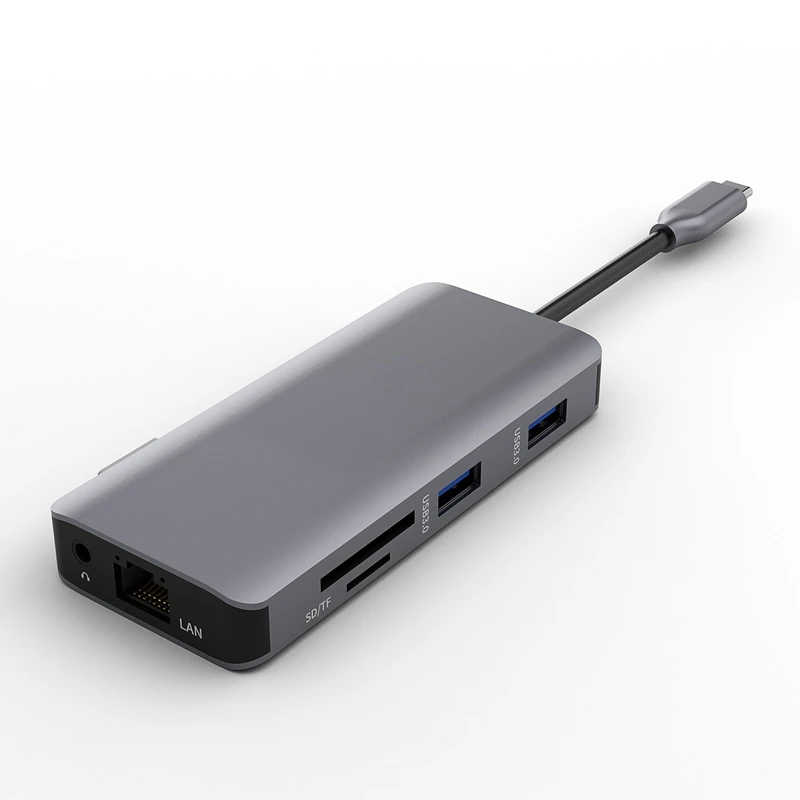 Док-станция с разъемом типа C, HDMI, VGA, USB3.0, аудио питание, концентратор для ноутбука Macbook Pro, hp, DELL, поверхность lenovo, samsung