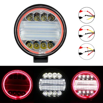 

LEEPEE Work Light Bar Super Bright Round Headlight Car Light Assembly For 4x4 Offroad ATV UTV Tractor 24LED 72W Angel Eyes Lamp