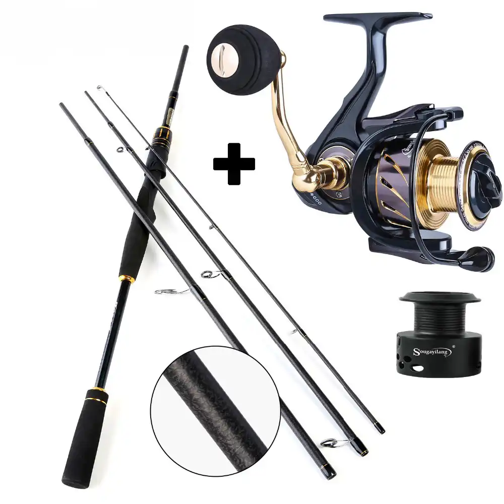 Sougayilang Spinning Fishing Rod Reel Combo 4 Bagian M Power Umpan Pancing Dan 13 1bb Gulungan Berputar Untuk Bass Memancing Ikan Trout Aliexpress