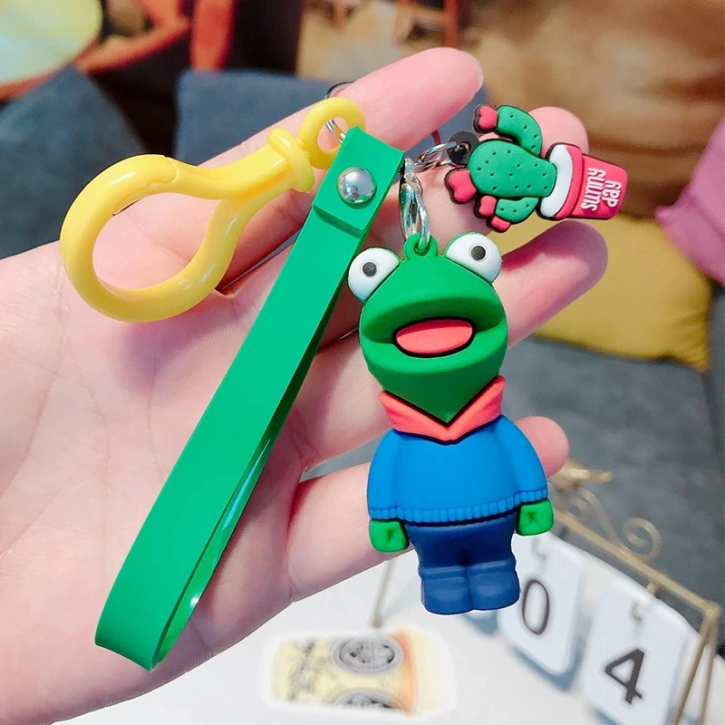 Корея креативный мультфильм DIY брелок с дизайном «лягушка» унисекс индивидуальный тренд силикагель текстура фигурка брелок сумка Подвеска Брелок - Цвет: 2