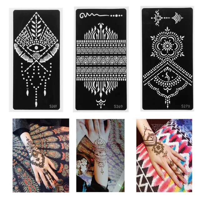 1 Pc Henna Tattoo Stickers Stencils Temporary Arm Tattoo Body Art Sticker Template Mehndi Indian Wedding Painting Henna Kit Tool Tattoo Accesories Aliexpress