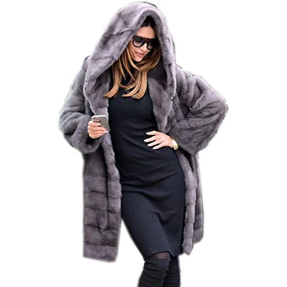 New Woman Fur 90cm Women Clothing Winter Artificial Economy Mink Fur Coat  With A Hood Luxury Fake Fur Coats - Fur & Faux Fur - AliExpress