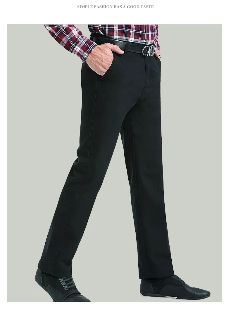 Autumn Casual Pants MEN'S Trousers Men Business Casual Pure Cotton Micro Elastic Long Pants Men's Large Size