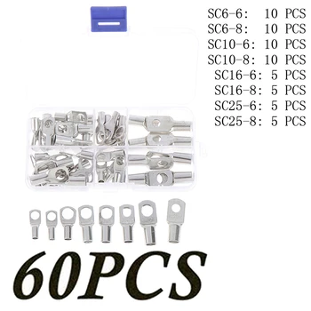 

60Pcs Cable Ends Lugs Copper Ring Terminals Wire Connectors Solder Kit