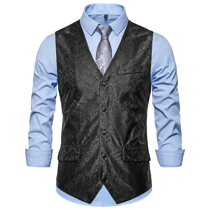 Мужской деловой костюм костюмные жилеты Пейсли Цветочные Colete Social Blazer Masculino жилет, Зауженная модель Свадебный деловой костюм куртка