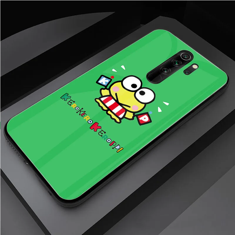 Cute green frog Keroppi DIY Tempered Glass Phone Case for Redmi 7A 8 9 NOTE 9 8 7 6 Pro Luxury printed cover shell case for xiaomi Cases For Xiaomi