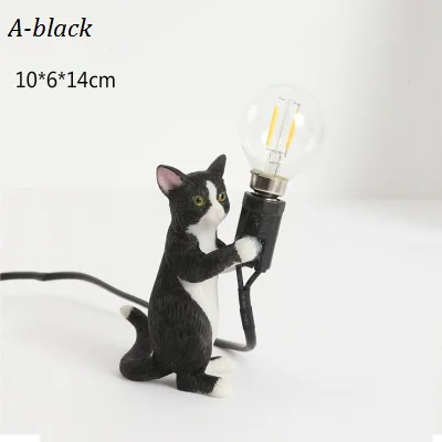Black-A LukLoy скандинавский котенок Настольная лампа кота прикроватная настольная лампа мини-подарок лампа на день рождения Домашний декор ночник для спальни светильники - Цвет абажура: Black-A
