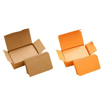 

200 Pcs DIY Graffiti Word Cards Net Small Memo Pad Blocks Memorandum Blank Word Cards, 100 Pcs Khaki & 100 Pcs Orange