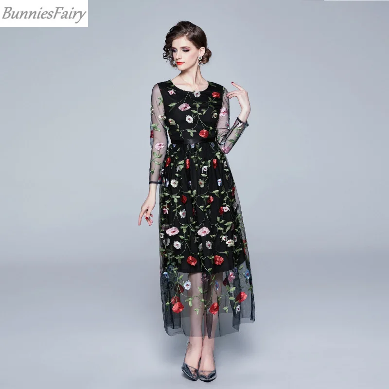BunniesFairy 2019 осень богемный цветок розы в стиле ретро с цветочной вышивкой легкий