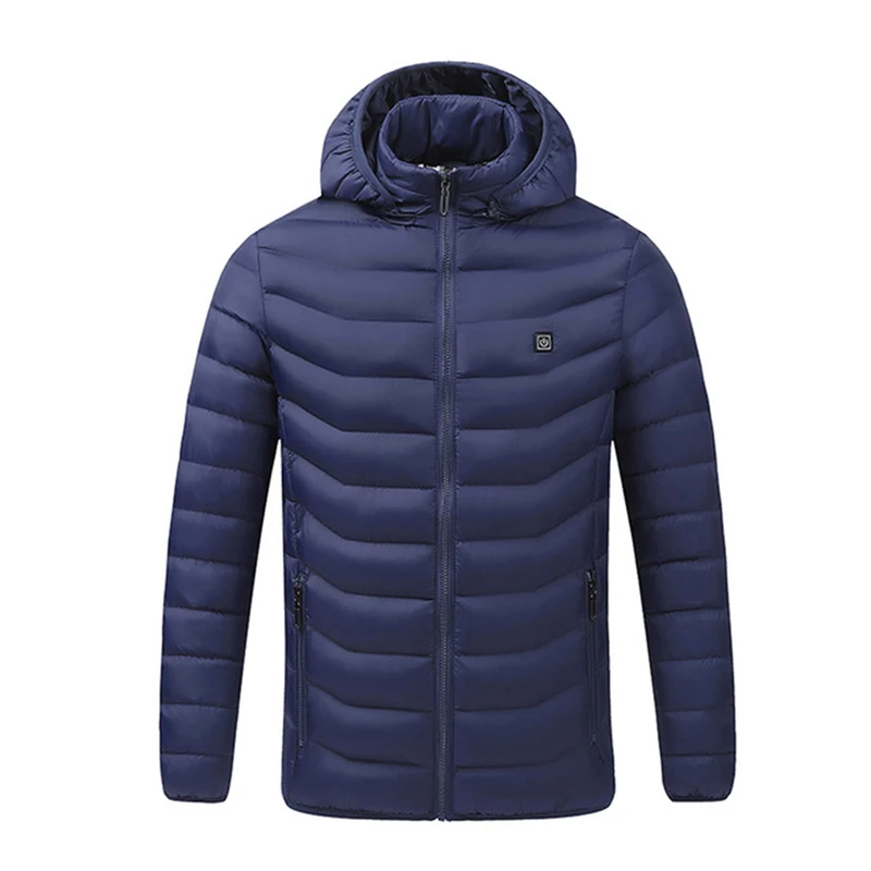 Новейший мужской жилет с подогревом, пальто с USB электрическим аккумулятором, с длинными рукавами, теплая водонепроницаемая ветровка для мужчин, зимняя куртка - Цвет: Blue