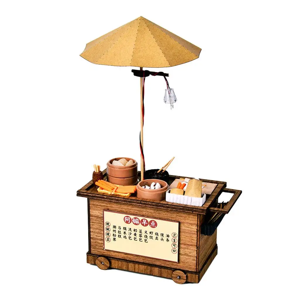 DIY Dollhosue Chinese Breakfast Trolley Toy DIY Dollhouse Simulation Ornaments Simulation Kitchen Toy
