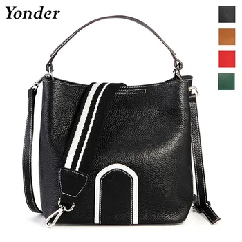 

2020 Fashion 100% Cow Genuine Leather Shoulder Bag Women Bucket Small Crossbody Bag Handbags Real Cowhide Leather Bag Lady Black